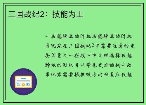 三国战纪2：技能为王